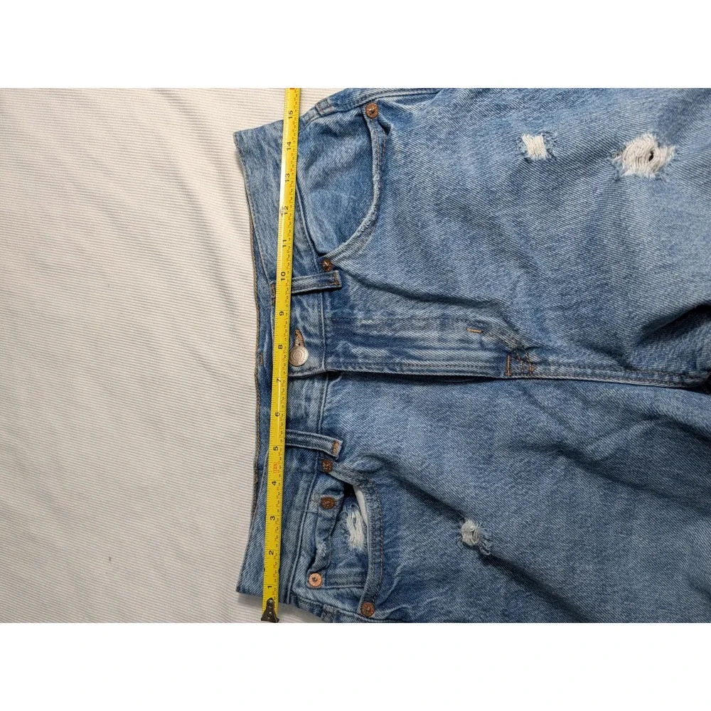 Aeropostale Mom Jeans Womens‎ 29 Light Wash Distressed High Waisted Straight Leg